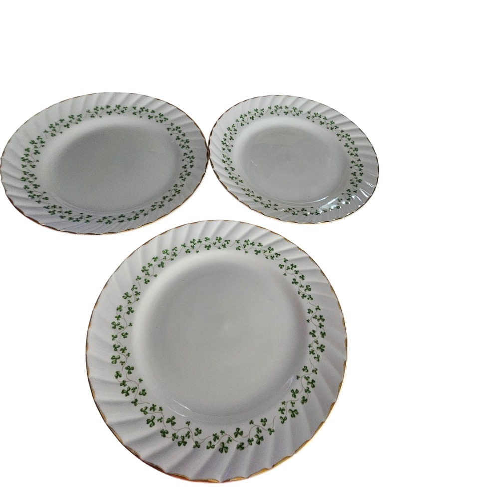 Royal Tara Fine Bone China Shamrock Swirl Side Plates Set of 3 Made in Ireland